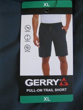 Gerry Men’s Pull-On Trail Shorts, draw-string, zippered B & S Pockets, blue, XL